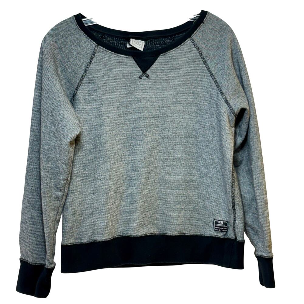 Nike Pullover Knit Sweatshirt Youth Large 11-13 Black White Stripe Cotton Unisex